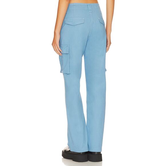 Superdown Bobbi Cargo Pants Blue High Rise Pockets Twill Drawstring Sz S - Picture 3 of 12